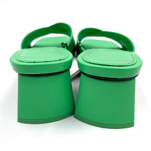 Zara‎ Sandals Green Criss Cross Mules Square Toe Block Heel Sz 40 / 9.5 - Picture 6 of 8